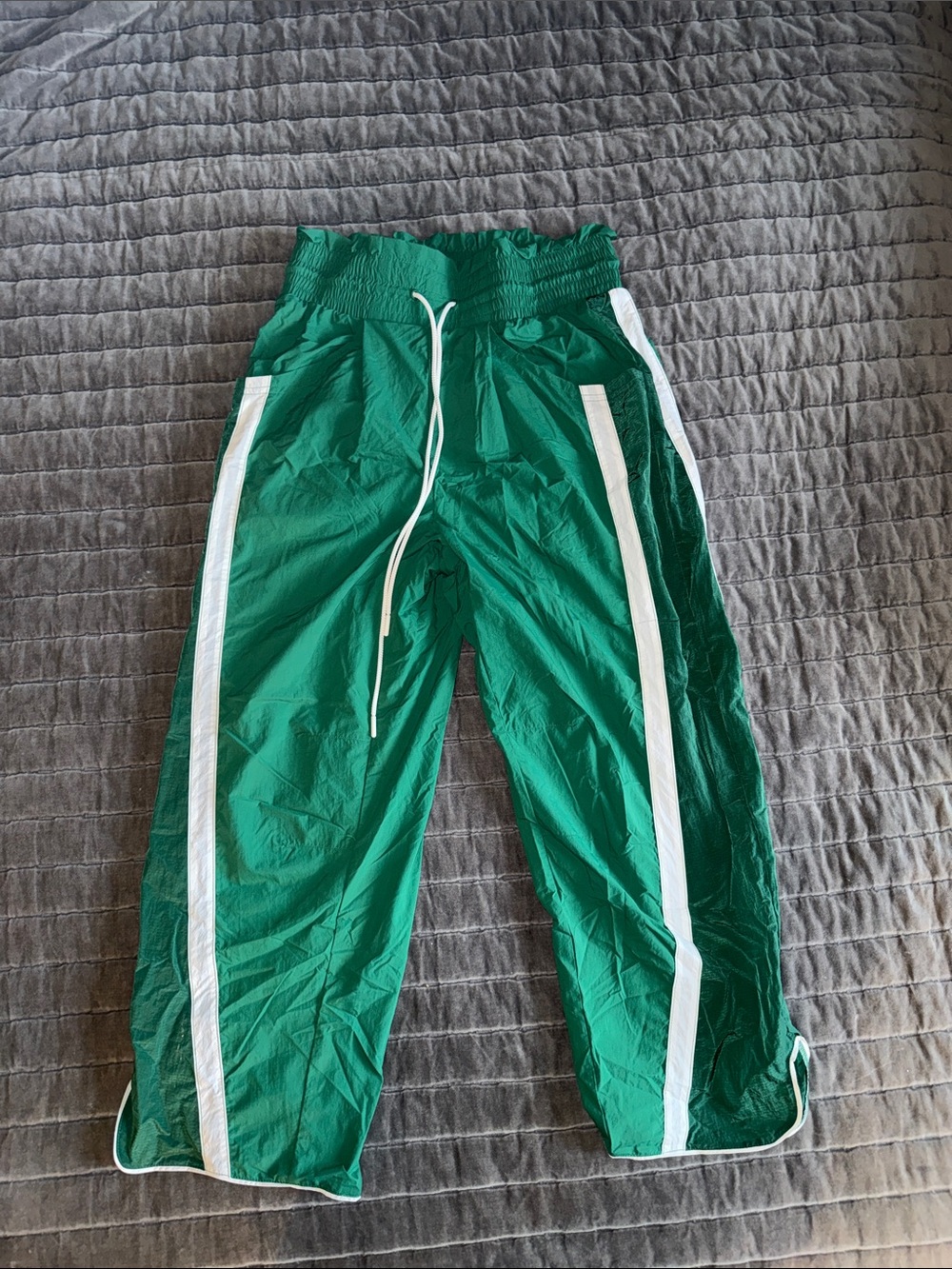 Free People FP Movement Green Jogger Pants with White Side Stripes